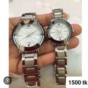 HALEI Fashion OMens Watch Luxury Top Business Stainless Steel Waterproof Wristwatches female Sport Luminous Date OMan Clock- White