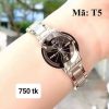 HALEI Fashion Ladies Watch Luxury Top Business Stainless Steel Waterproof Clock- Silver body black dial