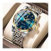 POEDAGAR Luxury Watch Sport Luminous Date Man Clock- Blue with golden