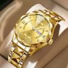 Binbond Cutting men’s watch night light dual calendar watch men’s quartz watch diamond ceiling glass- Golden