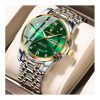 POEDAGAR Luxury Watch Sport Luminous Date Man Clock- Green with golden
