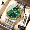 POEDAGAR Luxury Watch Sport Luminous Date Man Clock- Green with Golden Premium