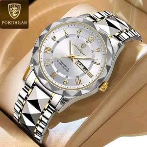 POEDAGAR Luxury Watch Sport Luminous Date Man Clock- White