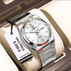 POEDAGAR Luxury Watch Sport Luminous Date Man Clock- Silver